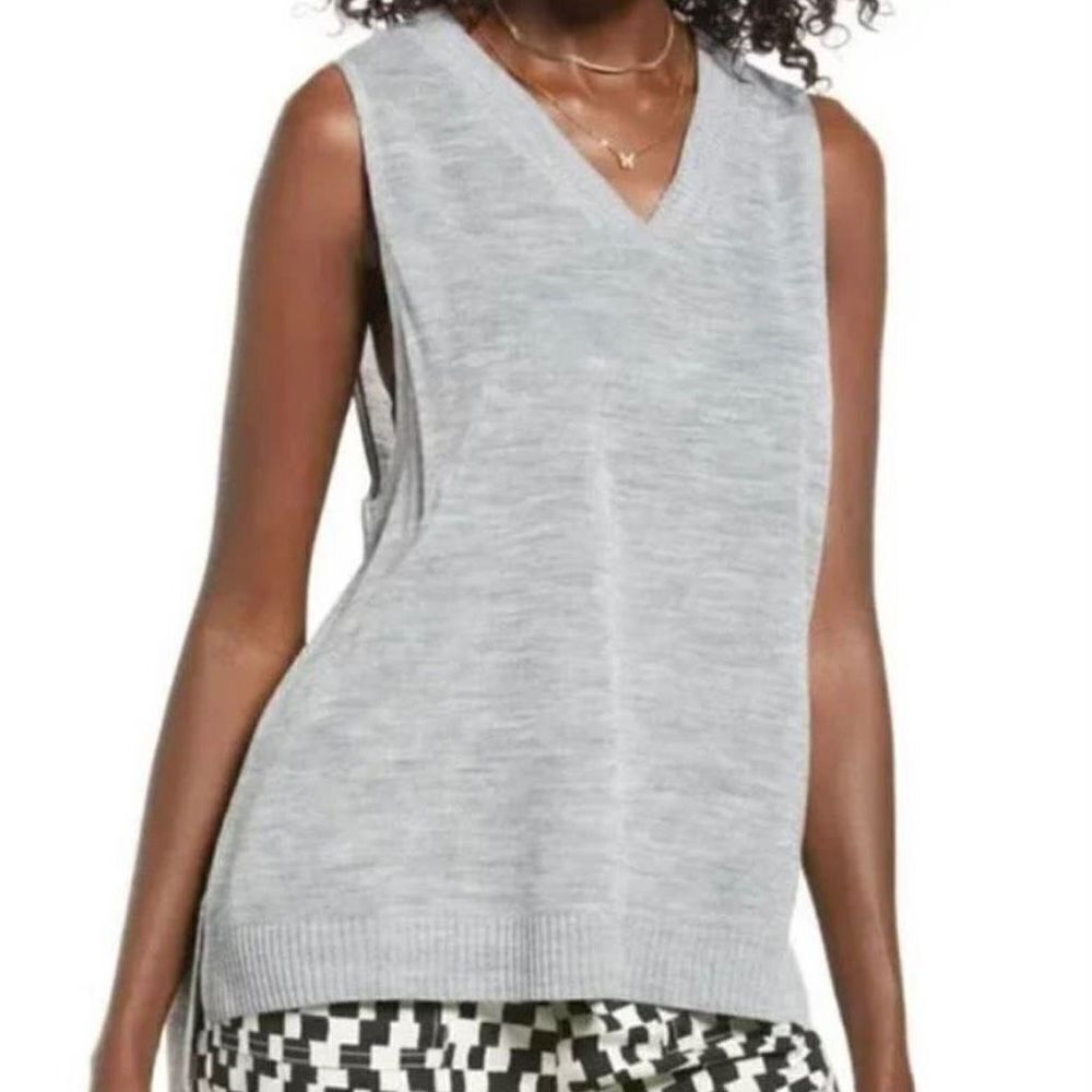 BP Nordstorm Womens Gray Sleeveless Acrylic Oversized Sweater Vest Size XXS